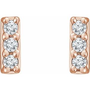 14K Rose .05 CTW Natural Diamond Bar Earrings - BN & CO JEWELRY