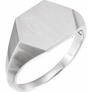 Sterling Silver 14 mm Hexagon Signet Ring - BN & CO JEWELRY