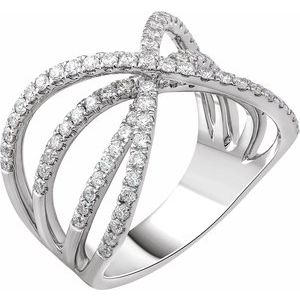 14K White 9/10 CTW Natural Diamond Criss-Cross Ring - BN & CO JEWELRY