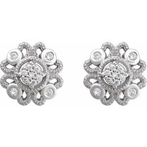 Sterling Silver 1/8 CTW Natural Diamond Cluster Earrings - BN & CO JEWELRY