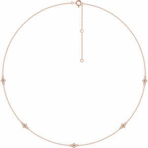 14K Rose 1/6 CTW Natural Diamond 5-Station 18" Necklace - BN & CO JEWELRY