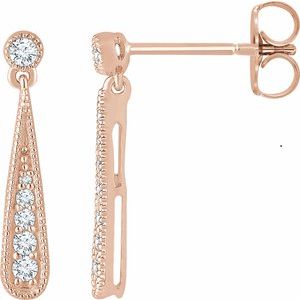 14K Rose 1/6 CTW Natural Diamond Teardrop Earrings - BN & CO JEWELRY