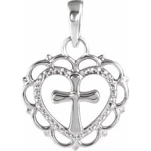 Sterling Silver Youth Heart with Cross Pendant - BN & CO JEWELRY