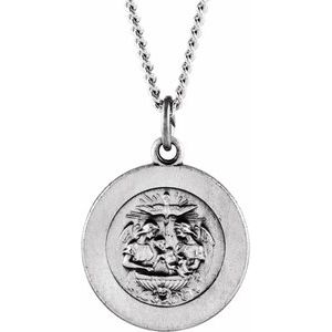 Sterling Silver 18 mm Baptism Medal 18" Necklace - BN & CO JEWELRY