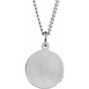 Sterling Silver 18 mm Baptism Medal 18" Necklace - BN & CO JEWELRY