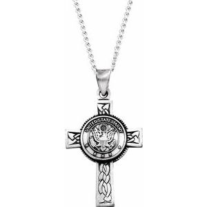 Sterling Silver U.S. Army Cross 24" Necklace - BN & CO JEWELRY