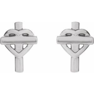 Sterling Silver Heart & Cross Earrings - BN & CO JEWELRY