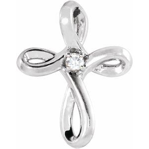 Sterling Silver .015 CTW Natural Diamond Cross Pendant - BN & CO JEWELRY