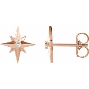 14K Rose .03 CTW Natural Diamond Star Earrings - BN & CO JEWELRY
