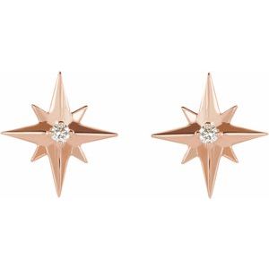 14K Rose .03 CTW Natural Diamond Star Earrings - BN & CO JEWELRY