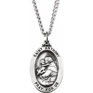 Sterling Silver 25x17.75 mm St. Anthony of Padua Medal 24" Necklace - BN & CO JEWELRY