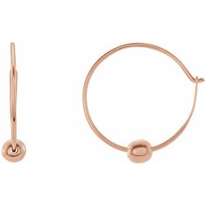 14K Rose Youth Hoop Earrings with Bead - BN & CO JEWELRY