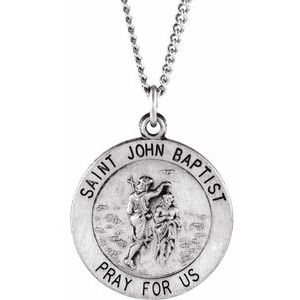 Sterling Silver 18 mm Round St. John the Baptist Necklace - BN & CO JEWELRY