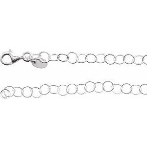 Sterling Silver 4.6 mm Knurled Rolo 16" Chain - BN & CO JEWELRY