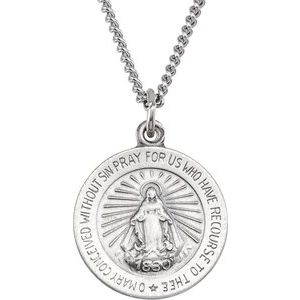 Sterling Silver 12 mm Miraculous Medal with 18" Curb Chain - BN & CO JEWELRY