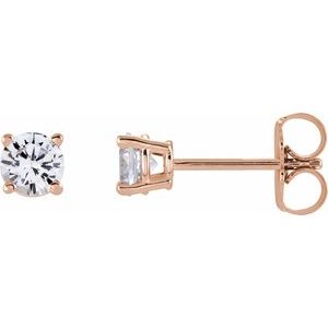 14K Rose 4 mm Stuller Lab-Grown Moissanite Stud Earrings with Friction Post - BN & CO JEWELRY