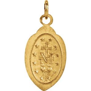 14K Yellow 13x8 mm Oval Miraculous Medal Pendant - BN & CO JEWELRY