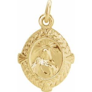 14K Yellow 12x9 mm Sacred Heart of Jesus Medal - BN & CO JEWELRY