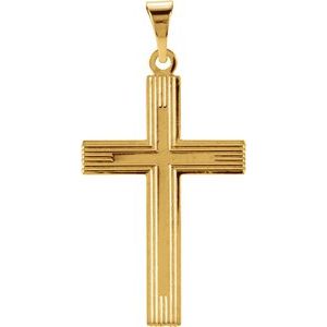 14K Yellow 22x14 mm Cross Pendant with Design - BN & CO JEWELRY