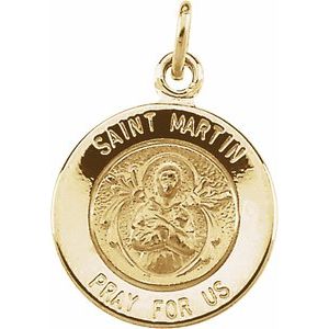 14K Yellow 12 mm Round St. Martin de Porres Medal - BN & CO JEWELRY