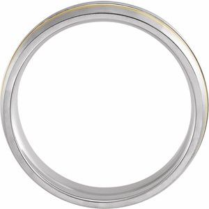 14K White & Yellow 6 mm Grooved Band with Brush Finish Size 11 - BN & CO JEWELRY