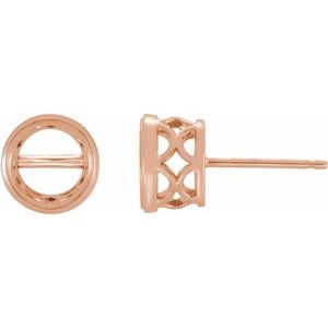 14K Rose 3 mm Round Bezel-Set Earring with Pierced Gallery - BN & CO JEWELRY