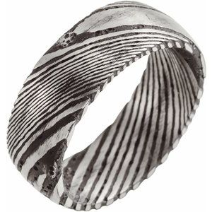 Damascus Steel 8 mm Patterned Band Size 10.5 - BN & CO JEWELRY