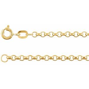 14K Yellow 2.5 mm Hollow Diamond-Cut Rolo 16" Chain - BN & CO JEWELRY