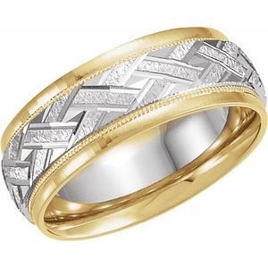 14K Yellow Gold-Plated Sterling Silver 7 mm Woven-Design Band - BN & CO JEWELRY