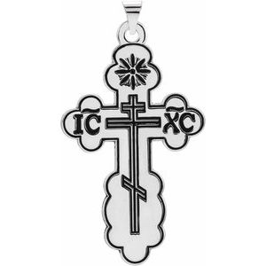 Sterling Silver Orthodox Cross Pendant with Black Inlay without Packaging - BN & CO JEWELRY