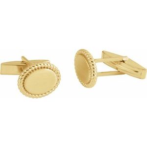 14K Yellow 15.6x12.5 mm Rope Pattern Cuff Links - BN & CO JEWELRY