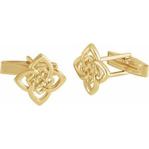14K Yellow 16.2x12.2 mm Celtic-Inspired Cuff Links - BN & CO JEWELRY