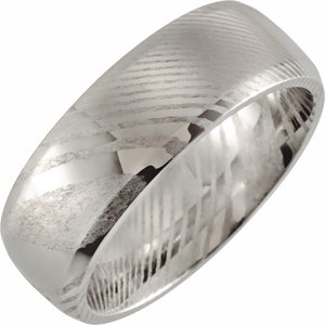 Damascus Steel 8 mm Patterned Beveled-Edge Band Size 8 - BN & CO JEWELRY