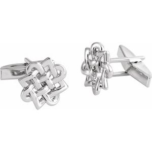 14K White Gold 16x16 mm Celtic-Inspired Cuff Links - BN & CO JEWELRY