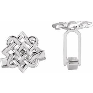 14K White Gold 16x16 mm Celtic-Inspired Cuff Links - BN & CO JEWELRY