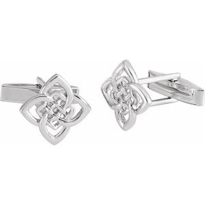 14K White 16.2x12.2 mm Celtic-Inspired Cuff Links - BN & CO JEWELRY