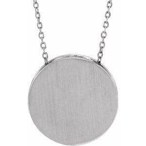 Sterling Silver 17 mm Engravable Scroll Disc 16-18" Necklace - BN & CO JEWELRY