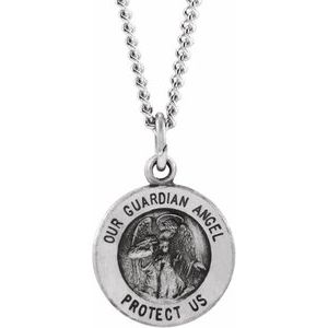 Sterling Silver 11.8 mm Guardian Angel Medal - BN & CO JEWELRY