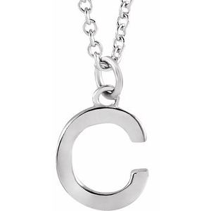 Sterling Silver Initial C Dangle 16" Necklace - BN & CO JEWELRY