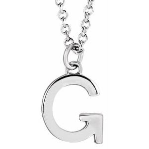 Sterling Silver Initial G Dangle 16" Necklace - BN & CO JEWELRY