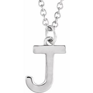 Sterling Silver Initial J Dangle 18" Necklace - BN & CO JEWELRY