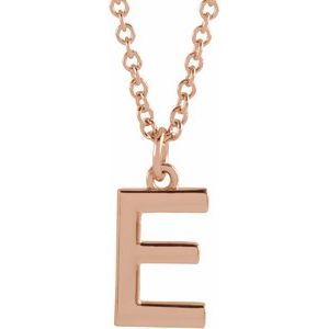 18K Rose Gold-Plated Sterling Silver Initial E Dangle 18" Necklace - BN & CO JEWELRY