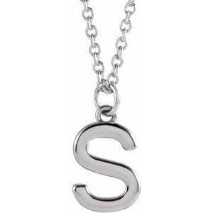 Sterling Silver Initial S Dangle 18" Necklace - BN & CO JEWELRY