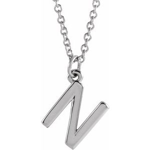 Sterling Silver Initial N Dangle 18" Necklace - BN & CO JEWELRY