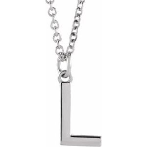 Sterling Silver Initial L Dangle 16" Necklace - BN & CO JEWELRY