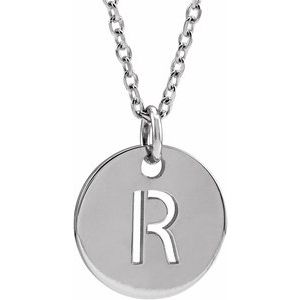 Sterling Silver Initial R 10 mm Disc 16-18" Necklace - BN & CO JEWELRY