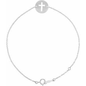 Sterling Silver Pierced Cross Disc 7-8" Bracelet - BN & CO JEWELRY