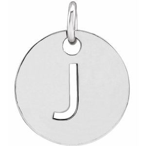 Sterling Silver Initial J 10 mm Disc Pendant - BN & CO JEWELRY