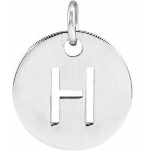 Sterling Silver Initial H 10 mm Disc Pendant - BN & CO JEWELRY