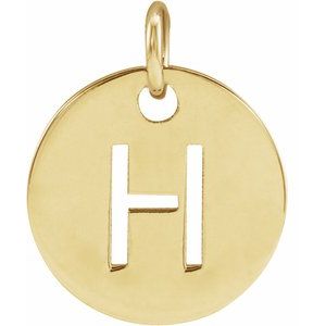 14K Yellow Initial H 10 mm Disc Pendant - BN & CO JEWELRY